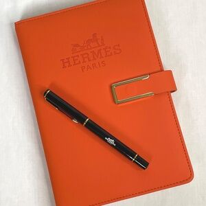 Hermes Orange Notebook with Pen